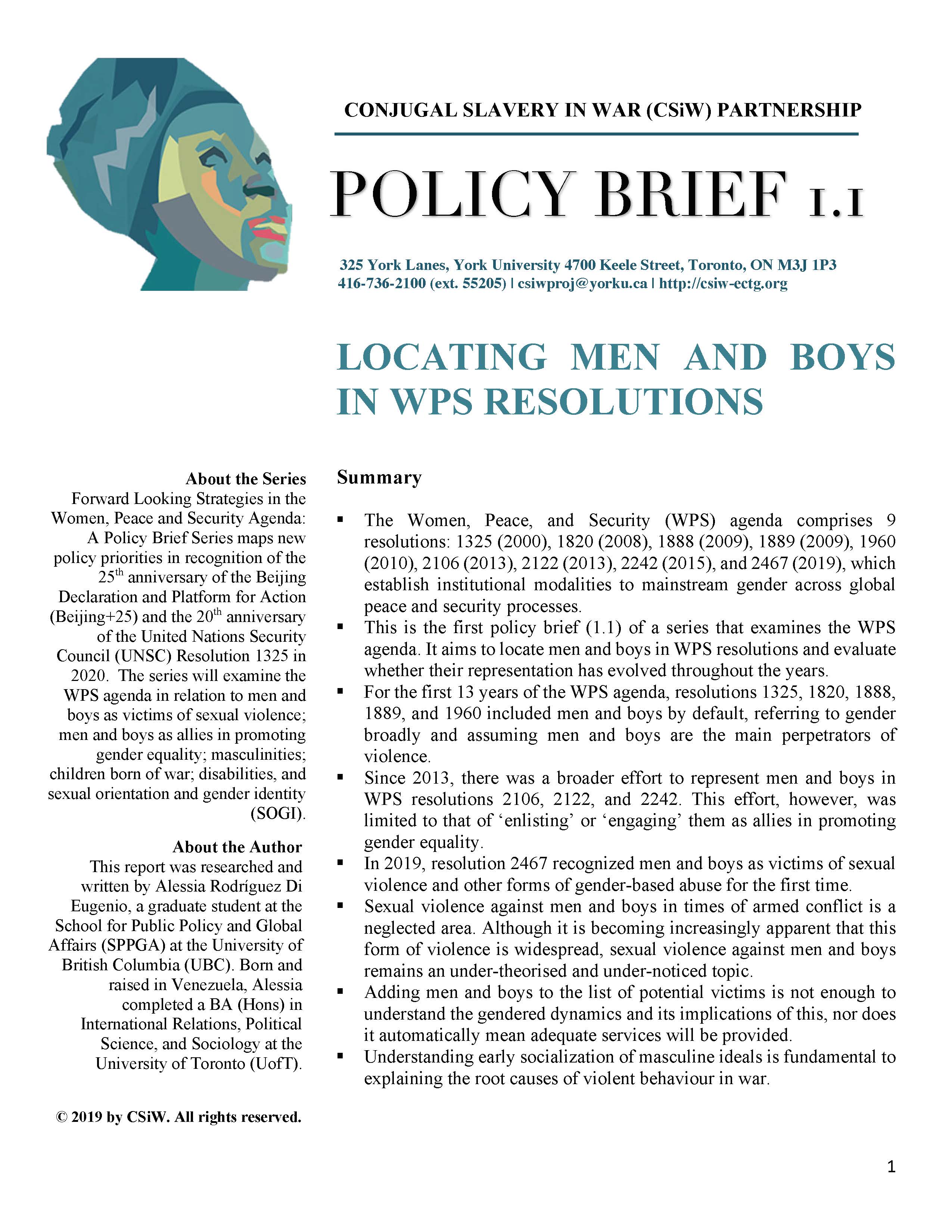 Policy Brief 1.1. Locating men and boys in WPS Resolutions